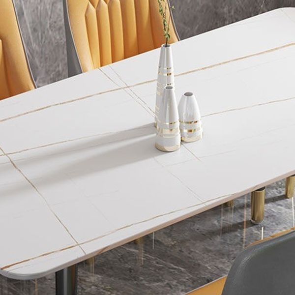 Rectangular Sintered Stone Dining Table Luxury Furniture with 4 Legs in Matte Finish Home