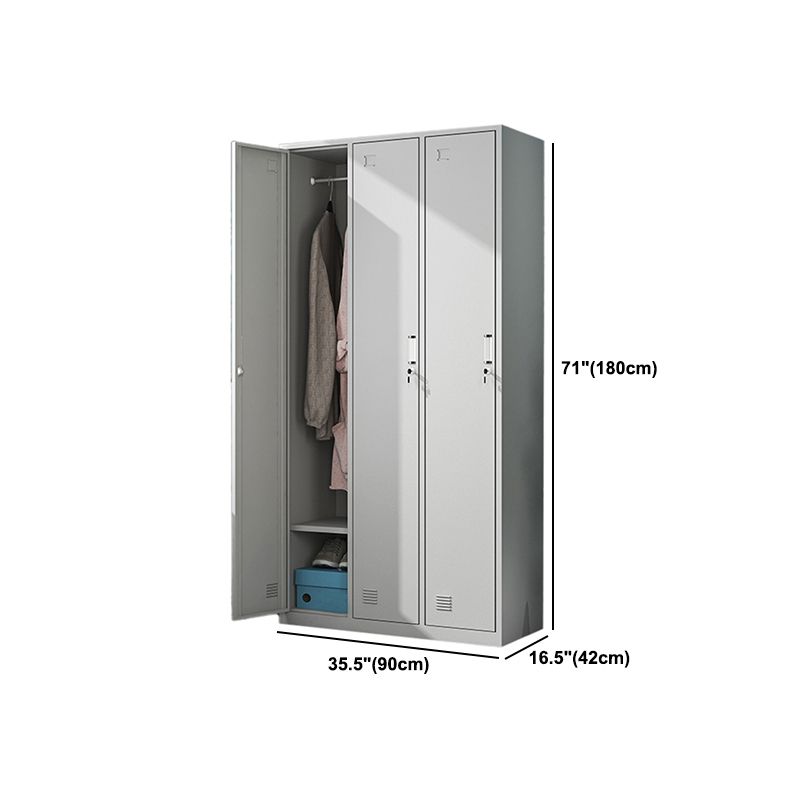 White Steel Storage Cabinet Contemporary Hinged Wardrobe Cabinet