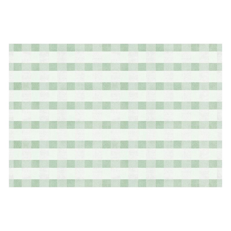 Green Modern Carpet Grid Pattern Polyester Carpet Washable Carpet for Living Room