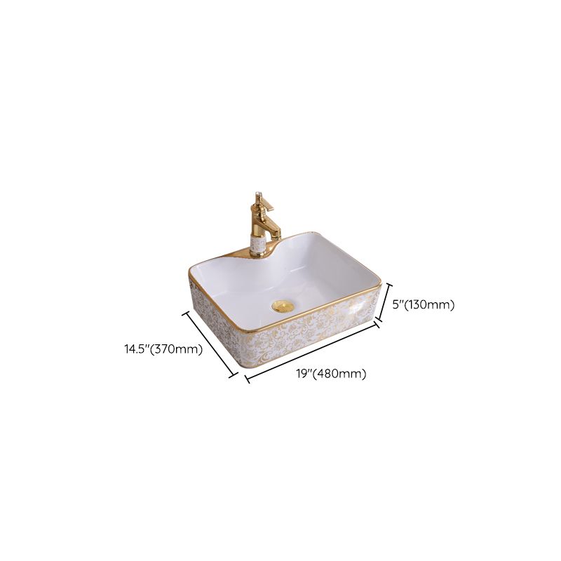 Traditional Vessel Bathroom Sink Oval Porcelain with Overflow Vessel