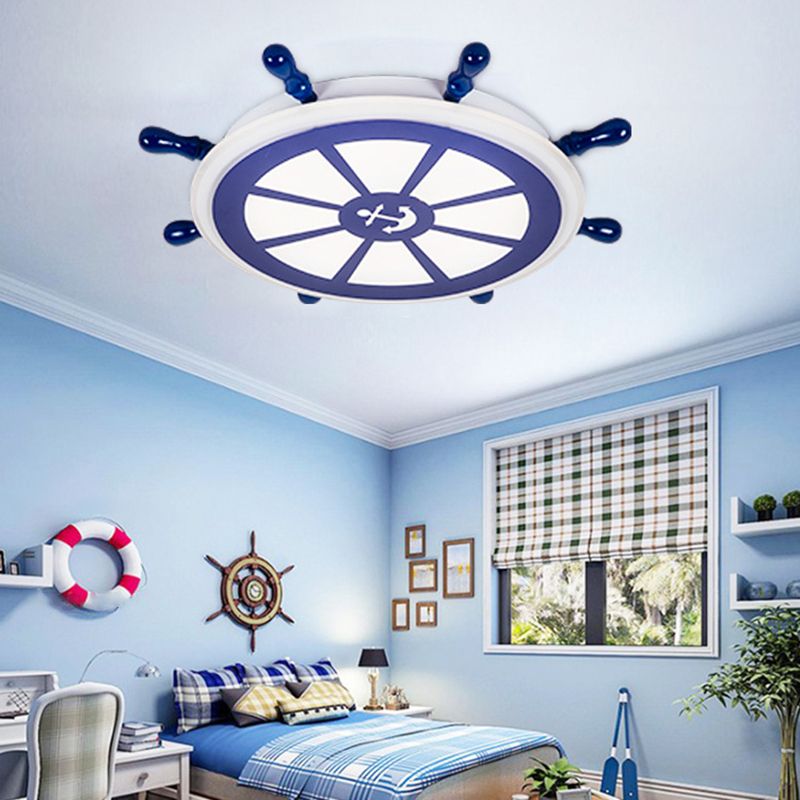 Plafonnier LED circulaire créatif pour enfants, montage encastré avec barre en bois et abat-jour en acrylique