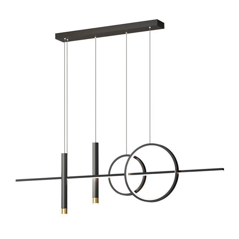 5-Light Contemporary Black/Golden Kitchen Island Lighting LED Metal Ceiling Light