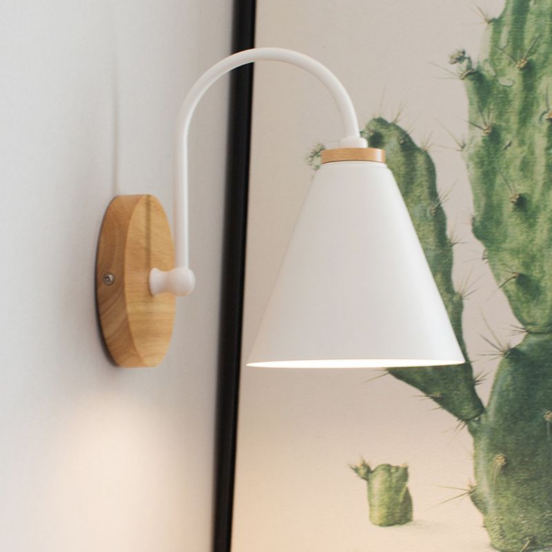 Industrial Wall Lamp Cone Shade Metal 1 Light Sconces for Bedroom