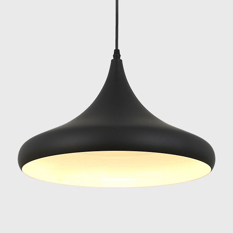 Nordic Style Shaded Pendant Light 1-Light Metallic Suspension Light Fixture in Black