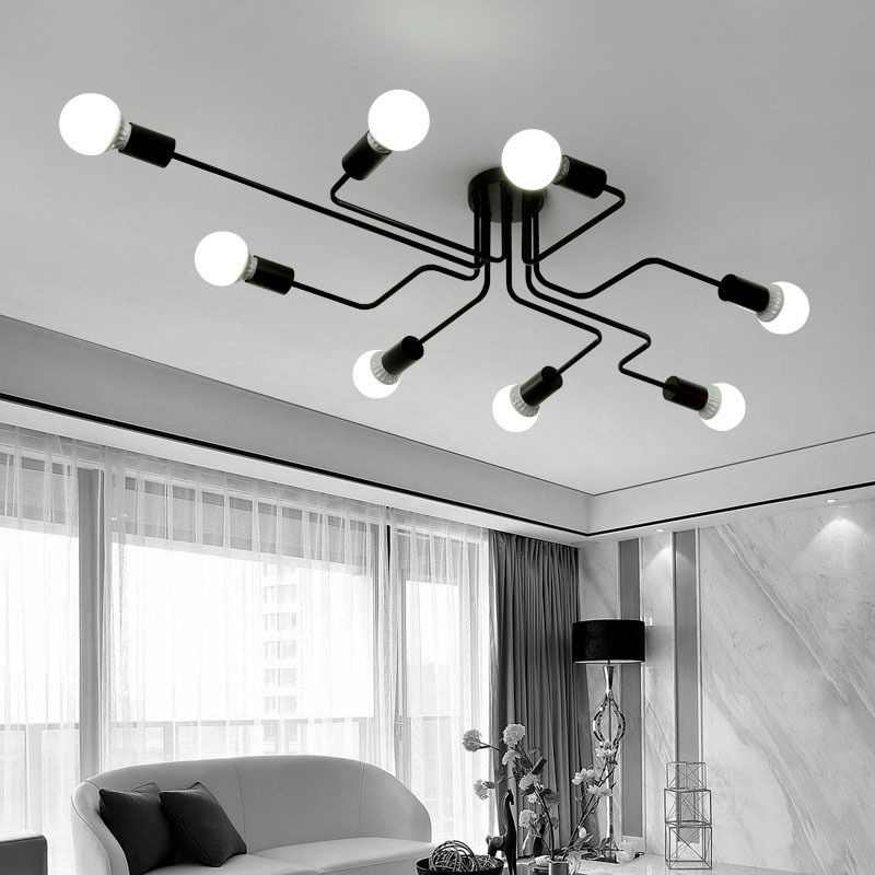 Antique Angled Tangle Semi Flush Ceiling Lights Metal Semi Flush Light Fixtures for Dining Room and Kitchen