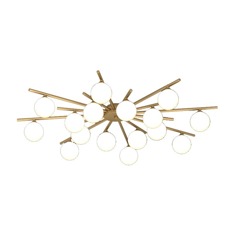 Lámpara empotrada Globe contemporánea, lámpara de techo empotrada de vidrio en oro