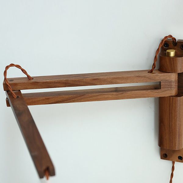Brown 1-Light Wall Lamp in Modern Creative Style Wooden Cone Wall Light for Living Room