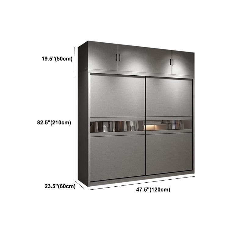 Contemporary Wooden Wardrobe Gray Colour Wardrobe Closet with Sliding Door