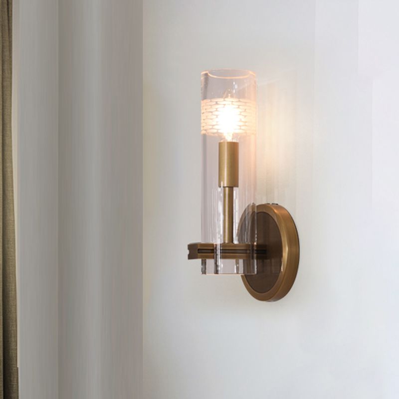LAMPE MUR GOL VERRE EN VERRE GOLLE CONDUCTION CYLINDRIQUE 1/2 BULBE COLONIAL MUR MURD LUMÉRÉ POUR LE SALON