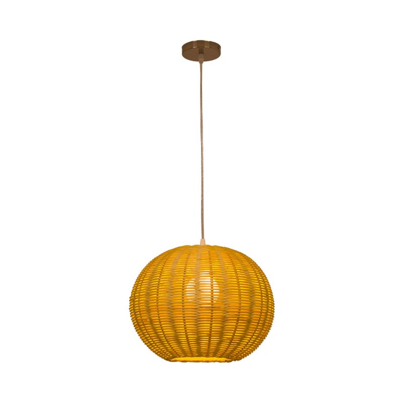 Globe Handmade Handmade Rattan Pendant lampy Asian Style 1 Light Beige Scroding Lightture pour restaurant