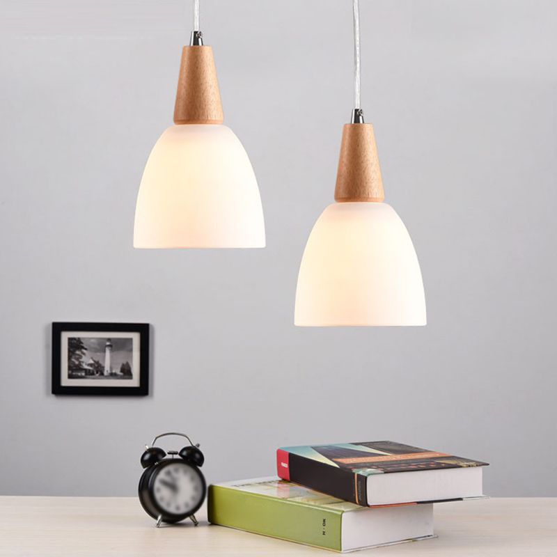 Cone Hanging Pendant Lights Modern Simple White Glass Pendant Ceiling Lights for Restaurant
