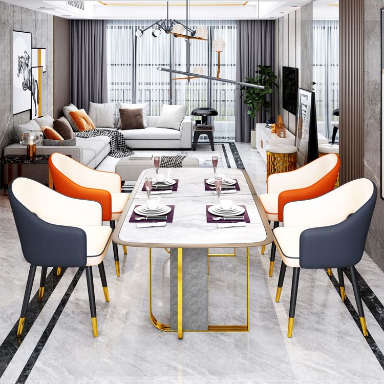 Scandinavian Style Metal Dining Chair Dining Room Open Back Dining Side Chair with Arm