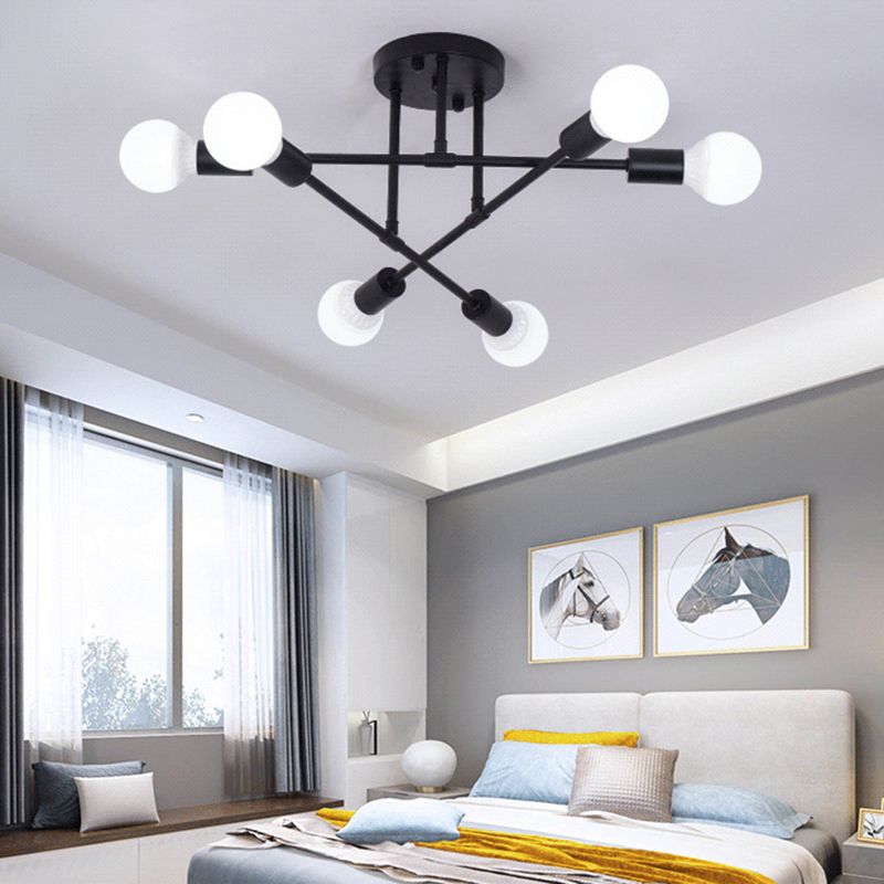 Metal Modern Semi Flush Mount Lighting 6 Lights Sputnik Semi Flush Light Fixtures for Semi Flush Light Fixtures