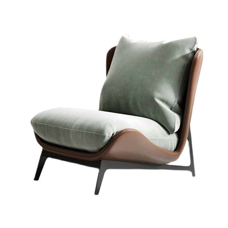 Mid-century Modern Leather Slipper Accent Chair Pillow Back Armless Chair