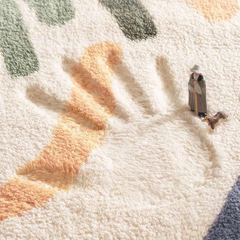 Light Brown Color Block Carpet Polyester Modern Carpet Washable Carpet for Home Decor