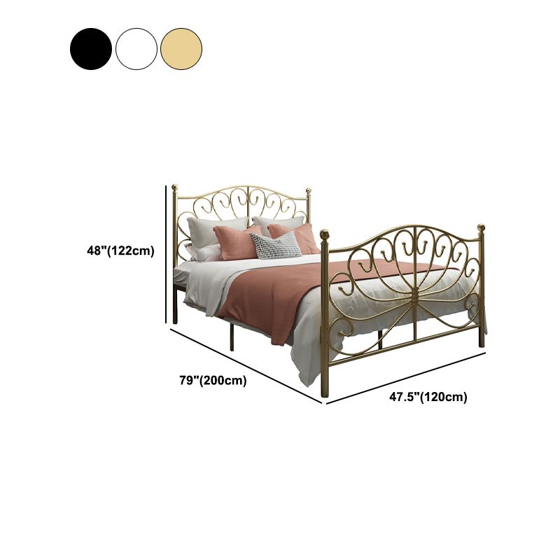 Four Poster Bed Glam Metal Bed, Camelback Open-Frame with Metal Legs