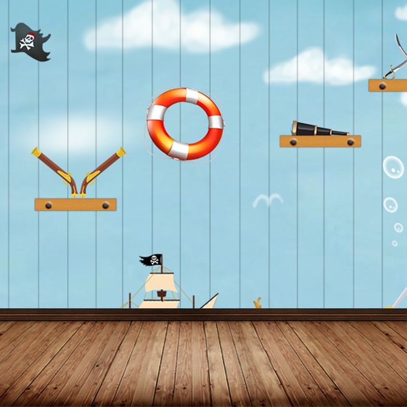 Full Size Sea Life Mural Kids Bedroom Nautical Wall Art in Soft Color, Moisture Resistant