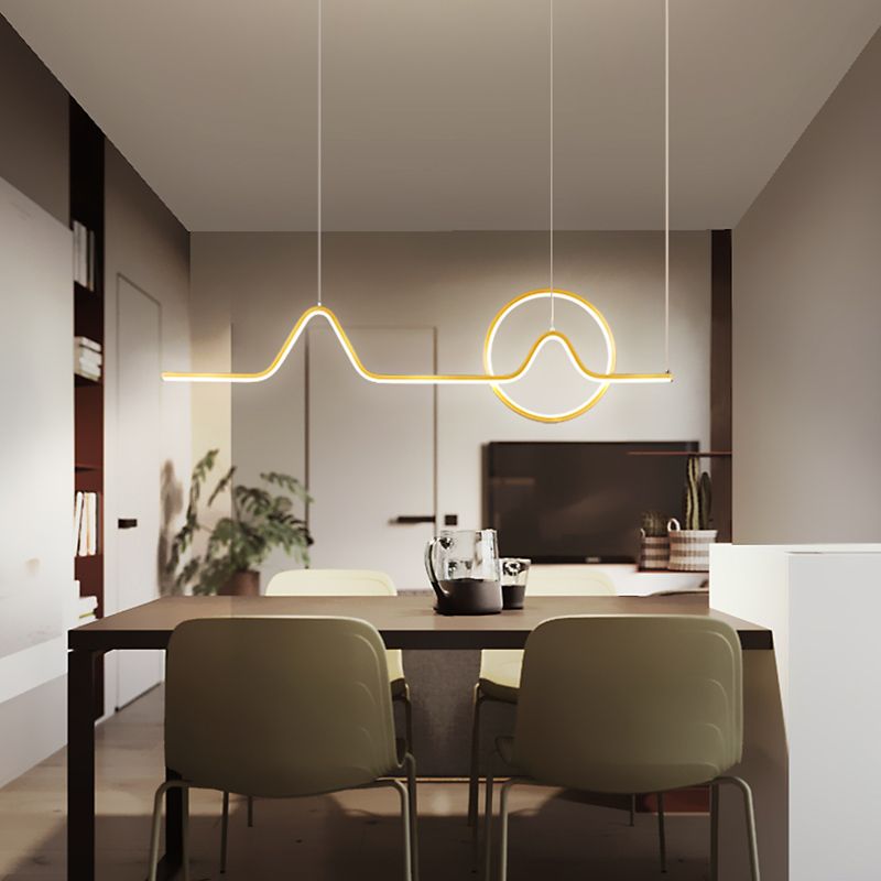 Linear Shape Island Pendants Contemporary Metal 2 Light Pendant Lighting Fixtures