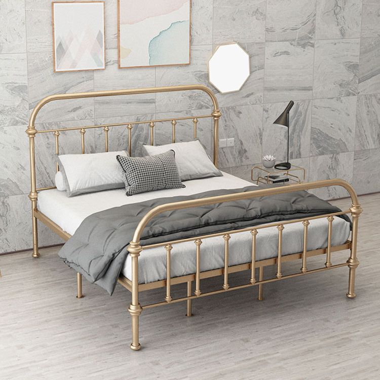 Luxurious Standard Bed with Open-Frame Headboard and Metal Legs