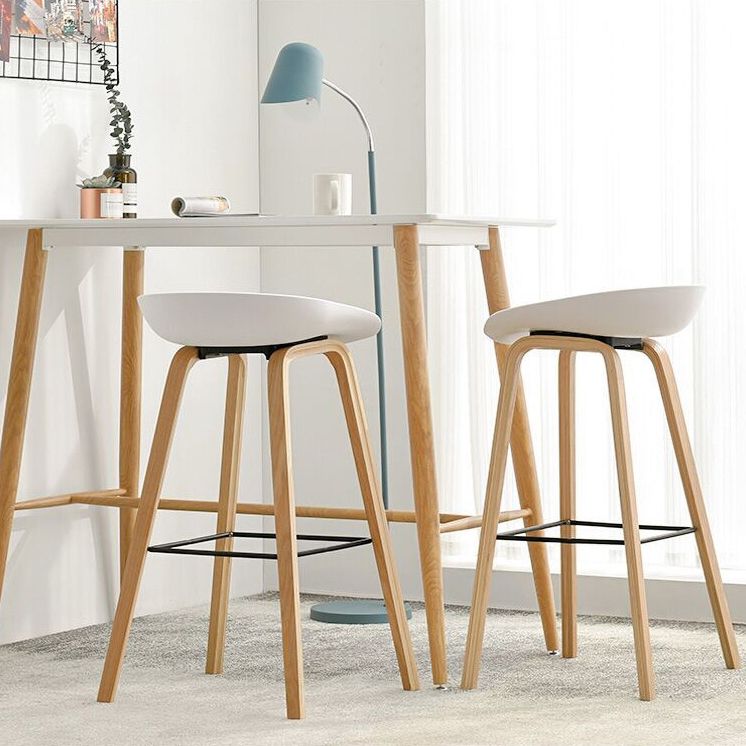 Nordic Plastic Bar-stool Bucket Seat Counter Bar Stool with Wood Legs