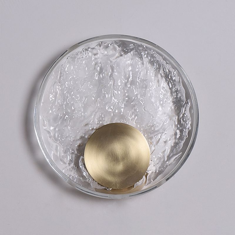 Modern Metal Wall Sconce Circle Shape Wall Light with Crystal Shade for Bedroom