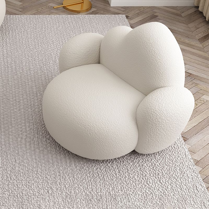 White Wool Curved Sofa Modern 37.40" High Square Arm Sofa for Apartment