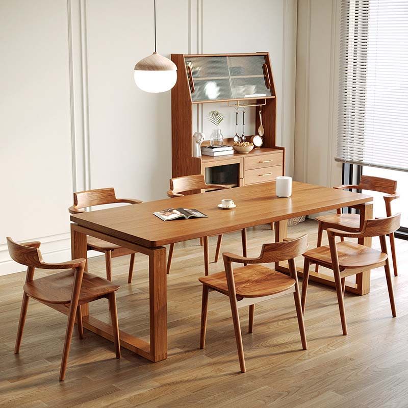 Modern Double Pedestal Dining Table Pine Wood Table for Dining Room