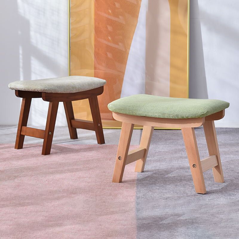 Rectangle Ottoman Contemporary Footstools Linen Upholstered Tear Resistant Ottoman