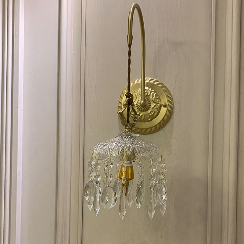 Metal Modern Wall Sconce Geometric Shape Wall Lamp with Crystal Shade