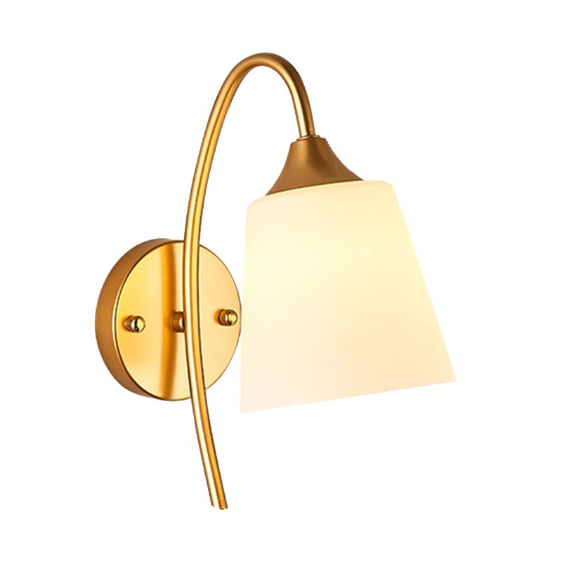 Metal Modern Wall Sconce Geometric Shape Vanity Light with Glass Shade for Bathroom