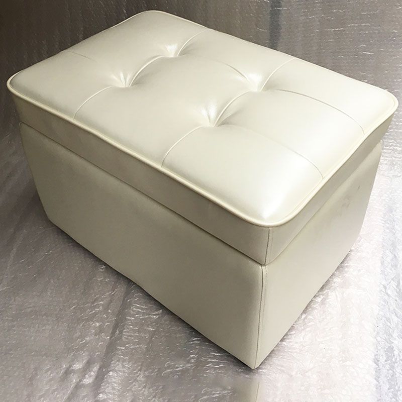 Footstools Genuine Leather Storage Ottomans 15.6 Inch Rectangle Foot Stool