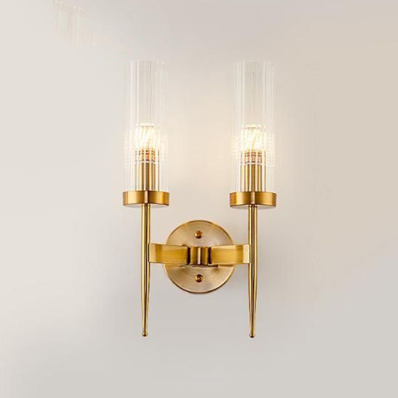 Half Cylinder Shape Glass Wall Lighting Modern Style Multi Lights Wall Mounted Light