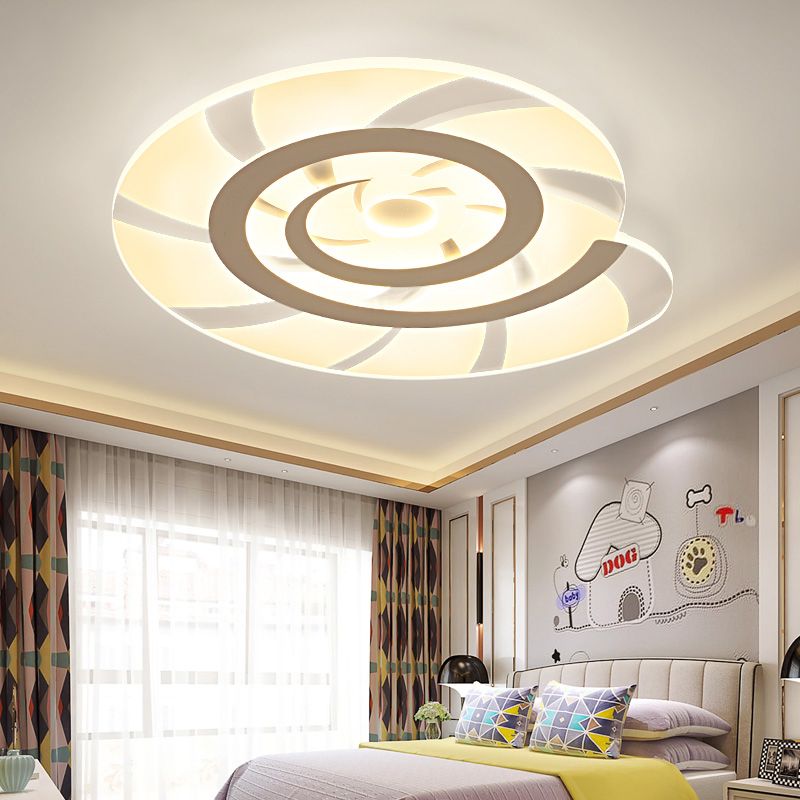 Acrylique Snail Shell Ceiling Light Animal LED Flushmount Light in White for Kid Bedroom