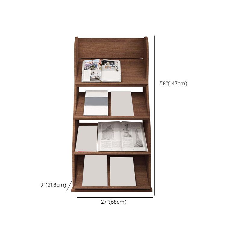 Contemporary Closed Back Bookcase Engineered Wood Vertical Bookshelf