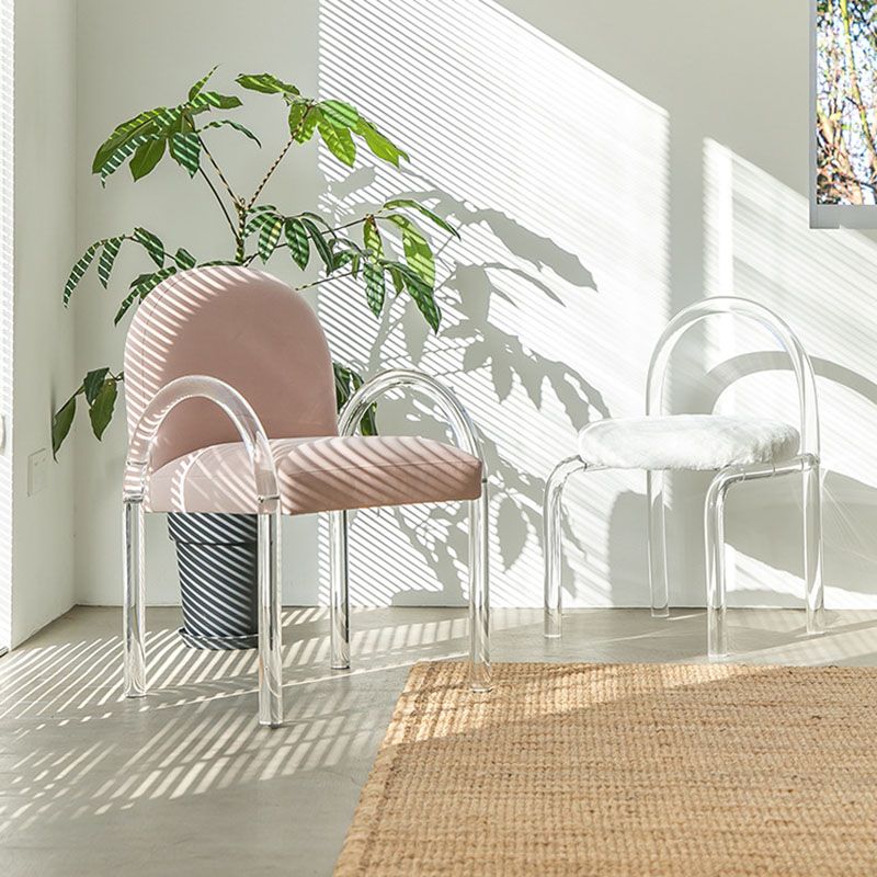 Velvet Matte Finish Dining Chair Designer Style Home Solid Back Arm Chair