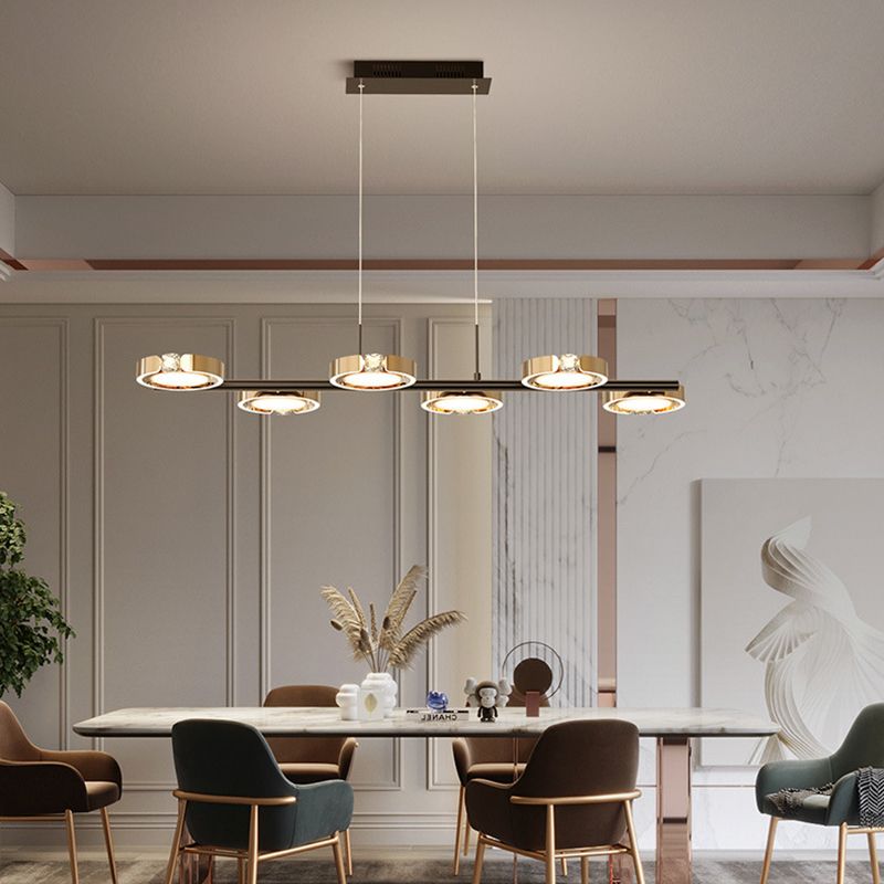 Nordic Metal Island Light 6 Lights Island Colgante con cristal para el comedor