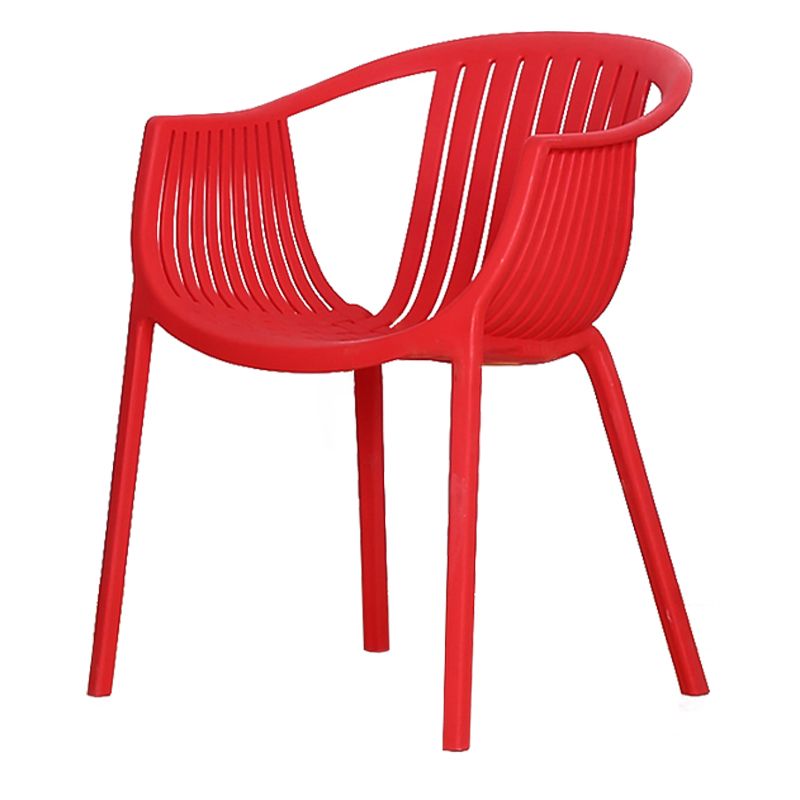 Sillas de comedor escandinavas Sillón de comedor con respaldo de listones de plástico (juego de 4)