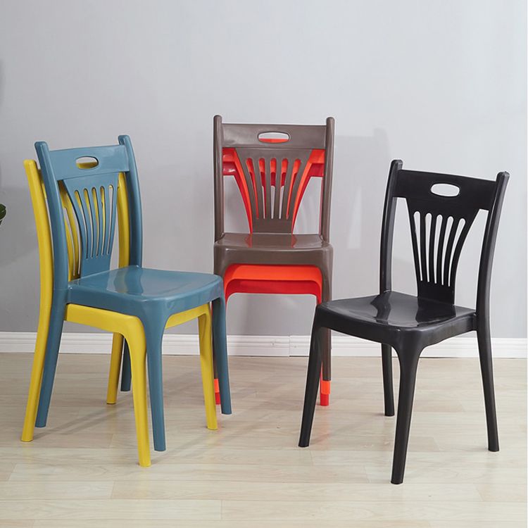 Silla de comedor de plástico de estilo moderno, silla lateral apilable sin brazos para cocina (juego de 4)