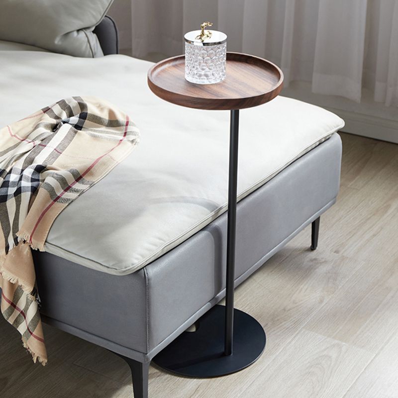 27.55" Tall Tray Top Side Table Contemporary Round End Table Stand