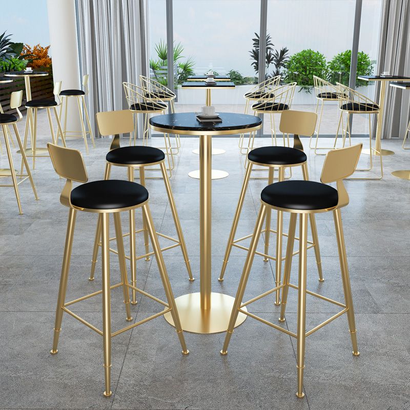 Round Bar Table Gold and Metal Base Bar Table for Kitchen Living Room Coffee Room