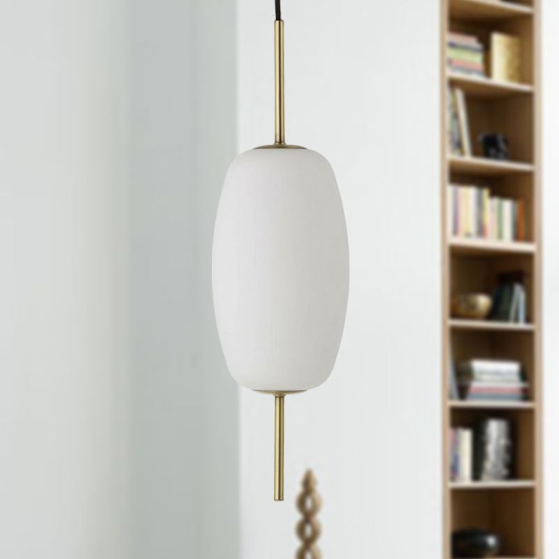Verre blanc ovale suspendu plafonnier moderne 6 "/ 8" /8,5 "de large 1 Light Pendant Light for Dining Room