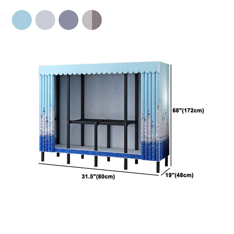 Contemporary Style Folding Wardrobe Armoire Steel Frame Wardrobe Cabinet for Home