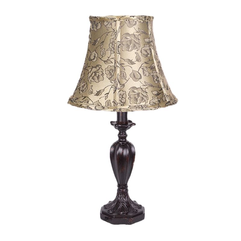 1 Kopf Peony Print Stoff Nacht hell Country Style Rotbraun ausgestattet Schlafzimmer Tischlampe