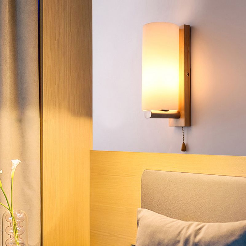 Luz de pared de madera de estilo moderno lámparas de pared creativa para dormitorio de hotel