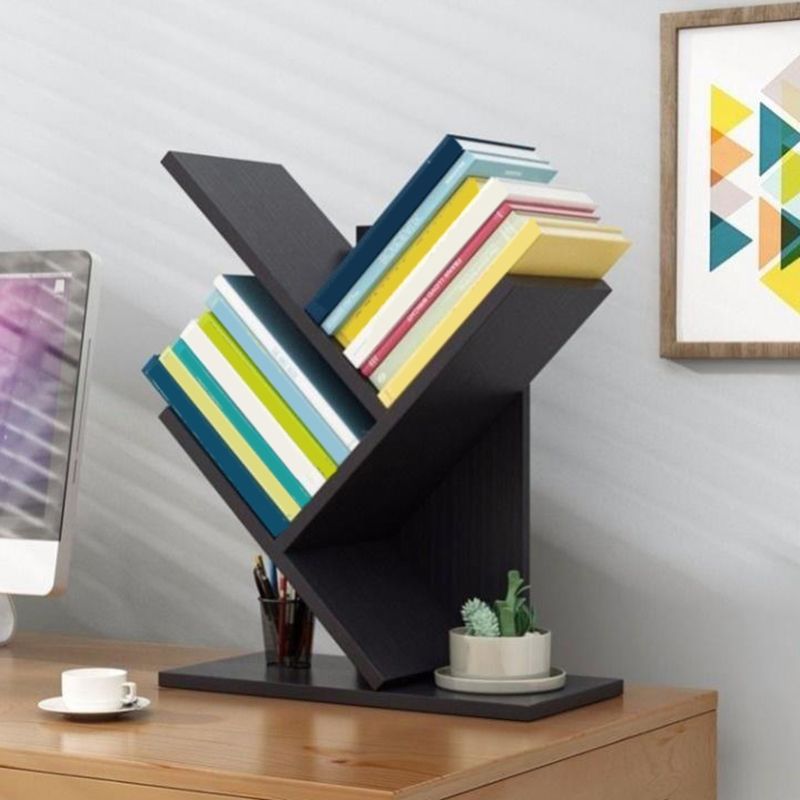 Closed Back Contemporary Style Bookshelf Wood Bookcase for Home