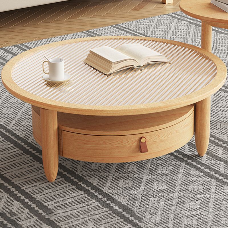 Contemporary Coffee Table Set Round Coffee Cocktail Table with Drawer