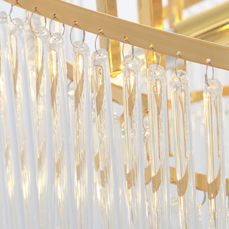 Araña colgante espiral varilla de cristal moderna 9 cabezas de oro colgante lámpara para sala de estar