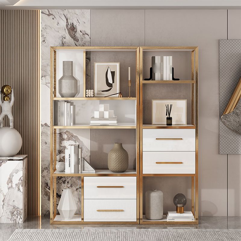 Glam Style Bookshelf Open Back Bookcase for Home Office and Study Room