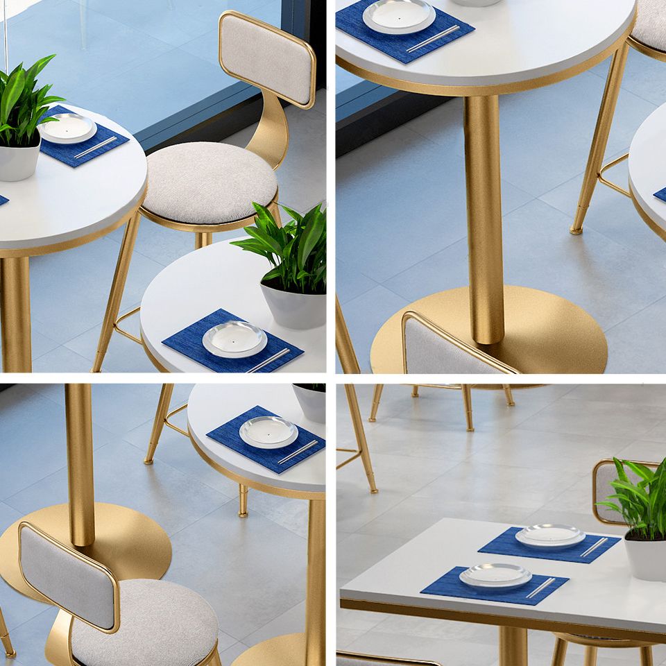 Bar Height Pub Table Glam Metal Pedestal Bar Table for Indoor