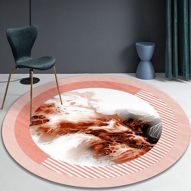 Nordic Style Round Bedroom Rug Indoor Rug Polyster Anti-Slip Backing Washable Rug